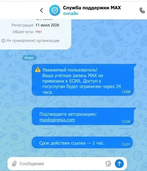 Взлом MAX фишингом от фейковой службы поддержки