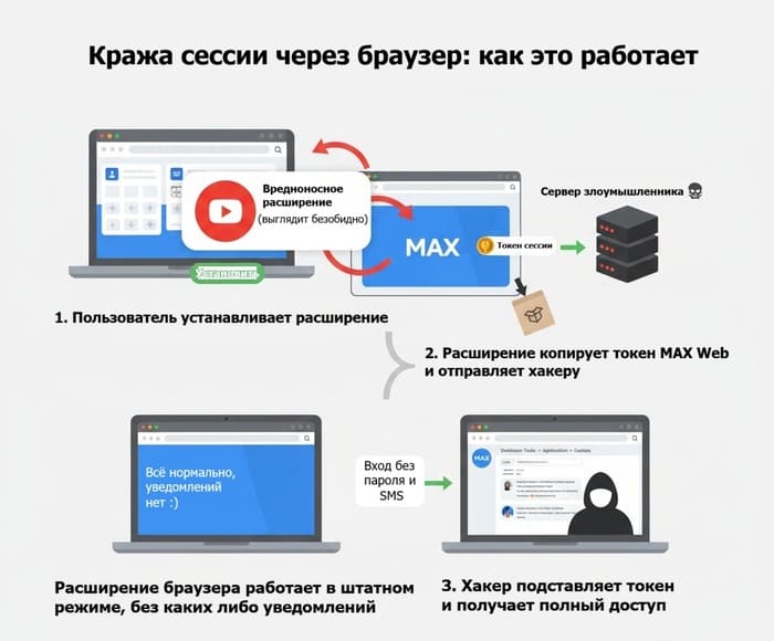 Кража сессии MAX Web через вредоносные расширения браузера