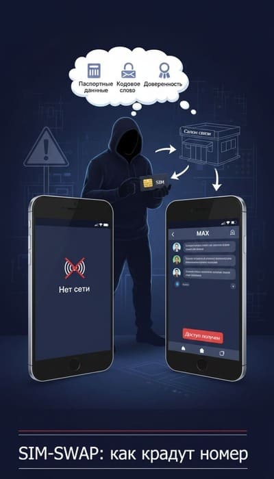 Взлом мессенджера MAX через подмену SIM-карты