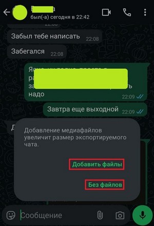 Выбор версии экспорта чата